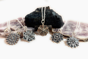 Affirmation Mandala Necklaces in Sterling Silver