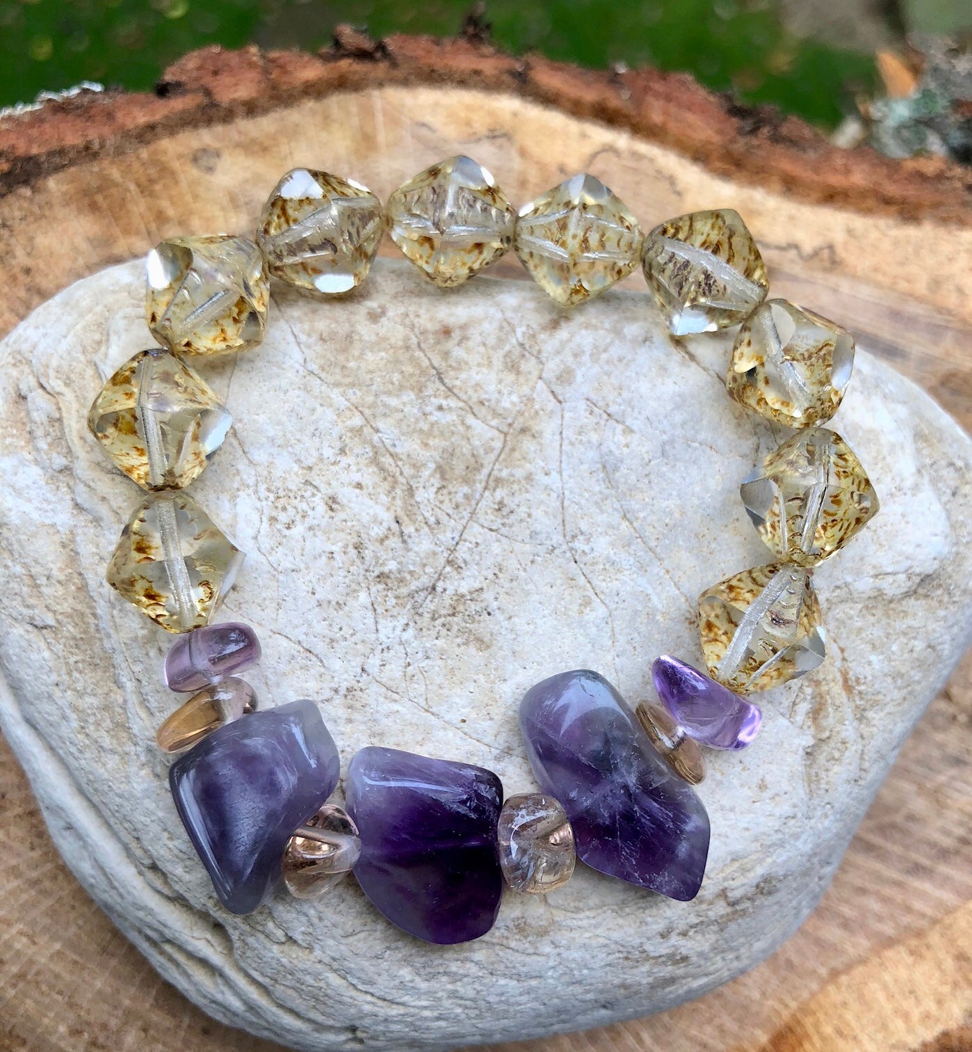 Amethyst and Quartz Bracelet