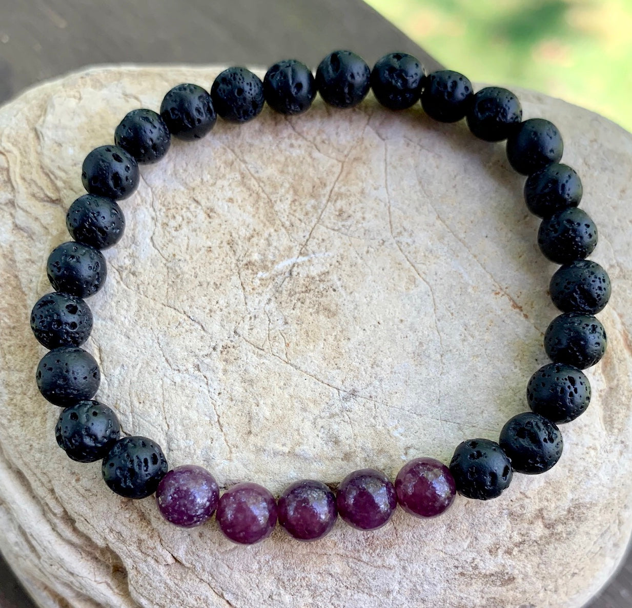 Lepidolite and Lava Aromatherapy Bracelet