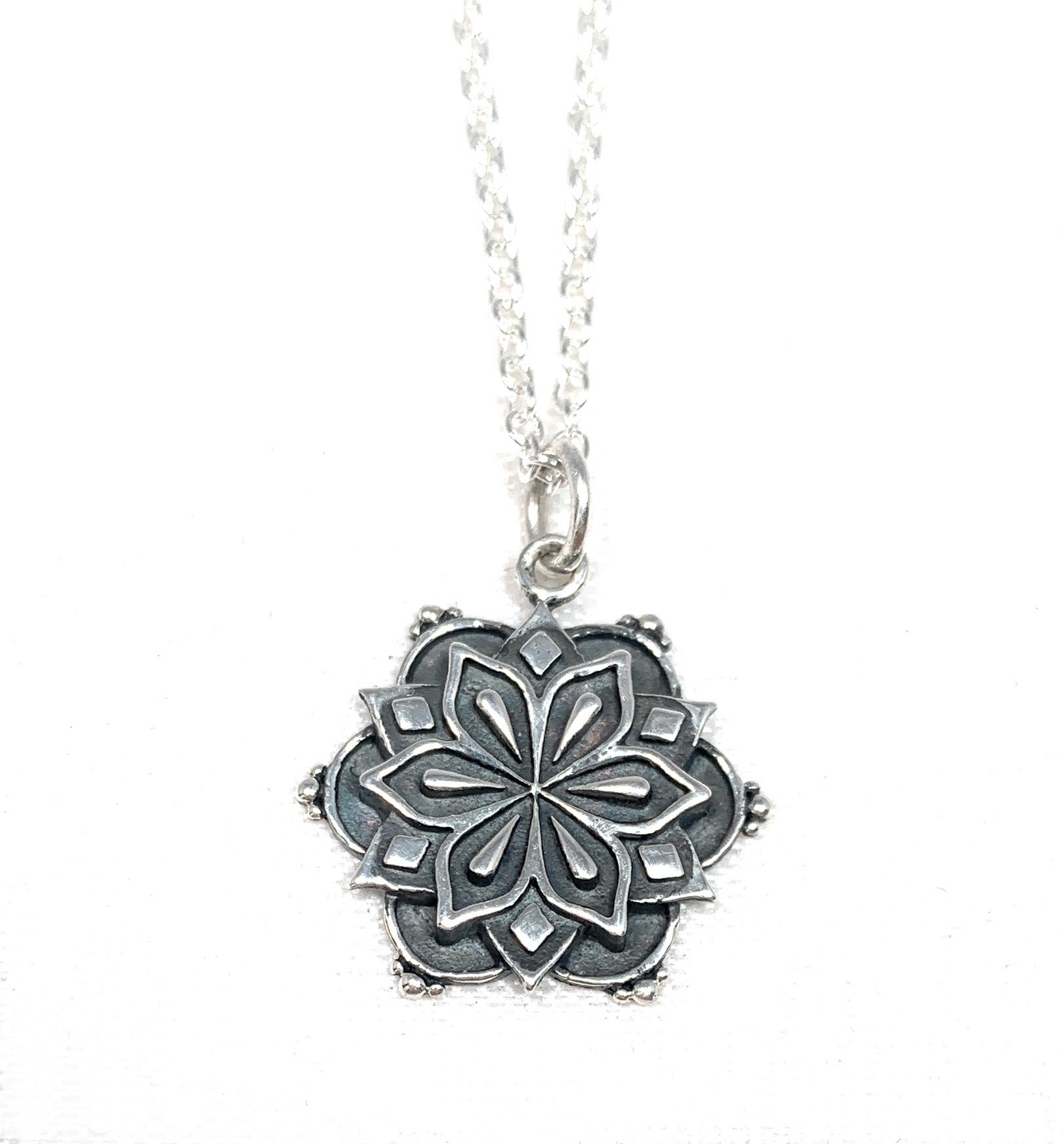 Gratitude Mandala Sterling Silver Necklace