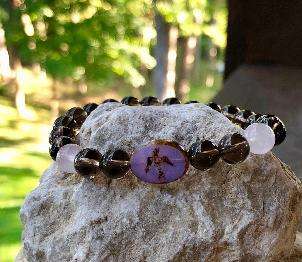 Free Spirit Smoky Quartz and Rose Quartz Bracelet