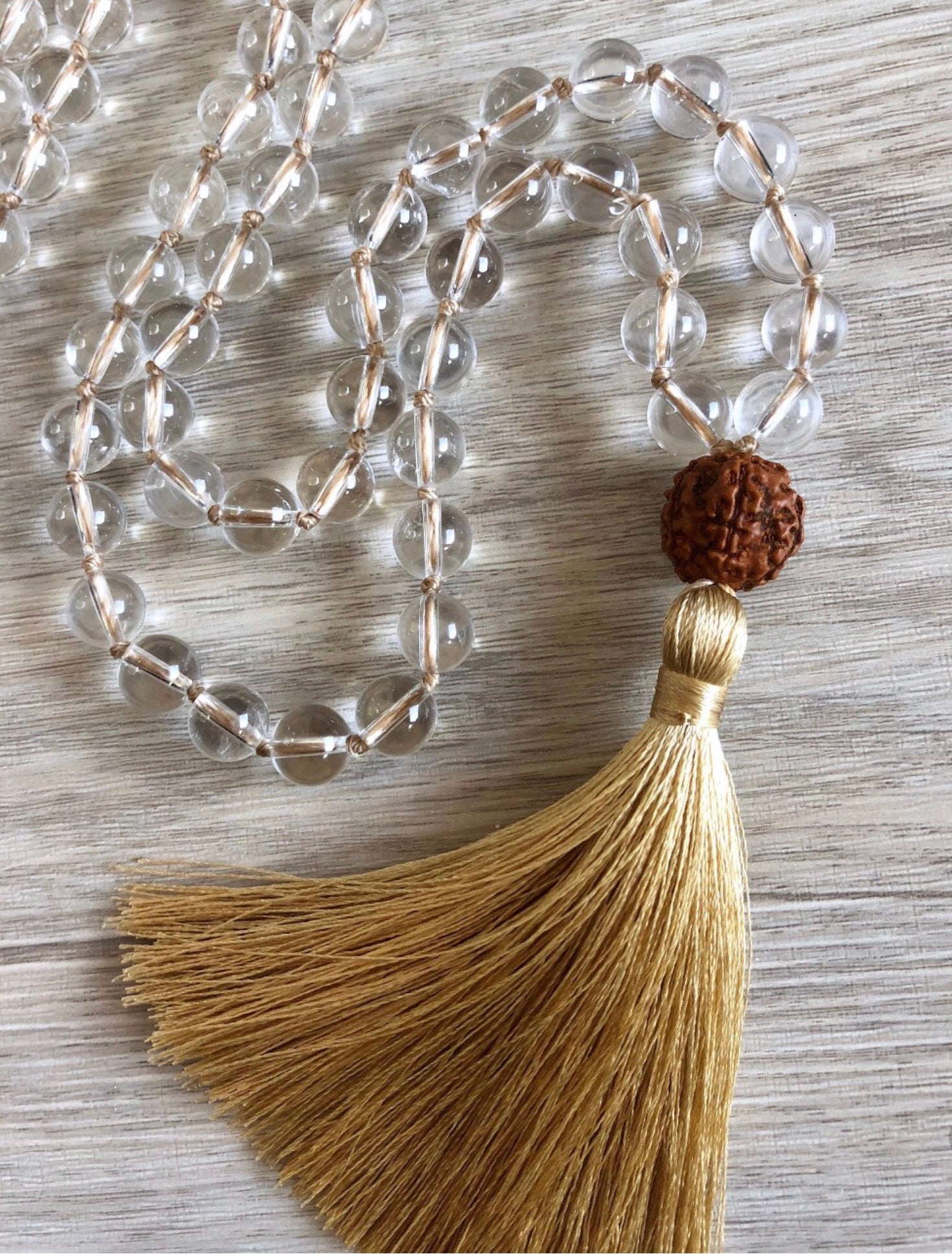 108 Mala Bead Clear Quartz Necklace