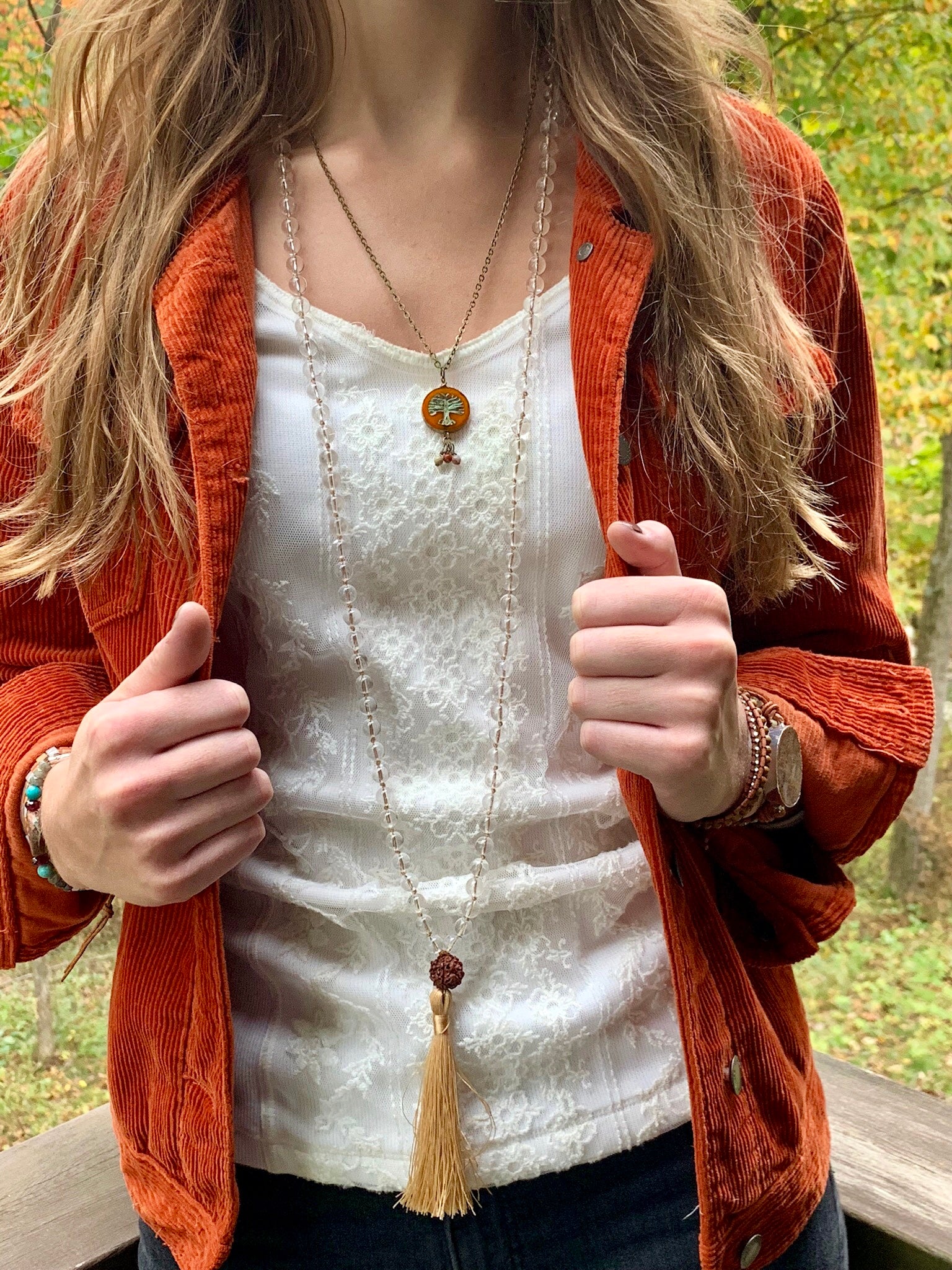 108 Mala Bead Clear Quartz Necklace