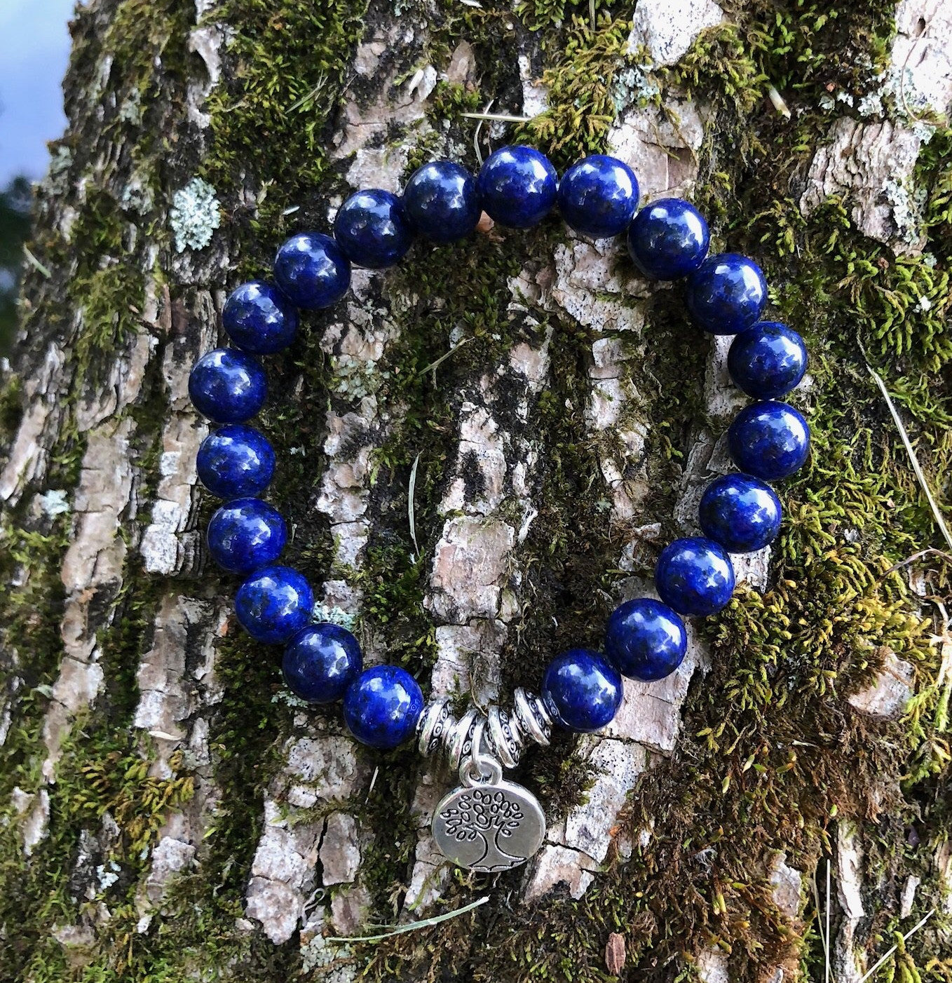 Blue Agate Tree of Life Bracelet