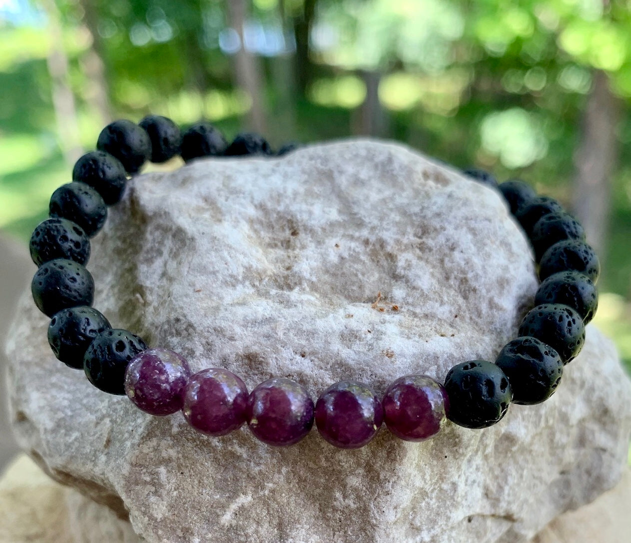 Lepidolite and Lava Aromatherapy Bracelet