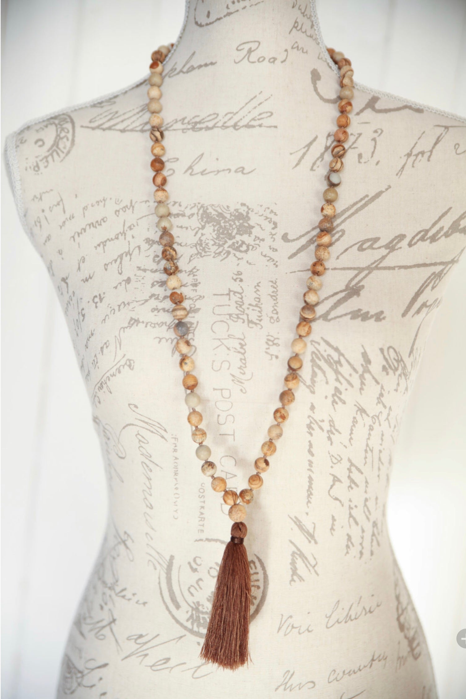 Picture Jasper 108 Bead Mala Necklace