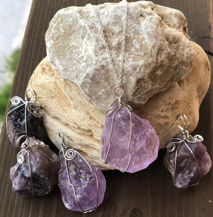 Amethyst Crystal Wire Wrapped Necklace