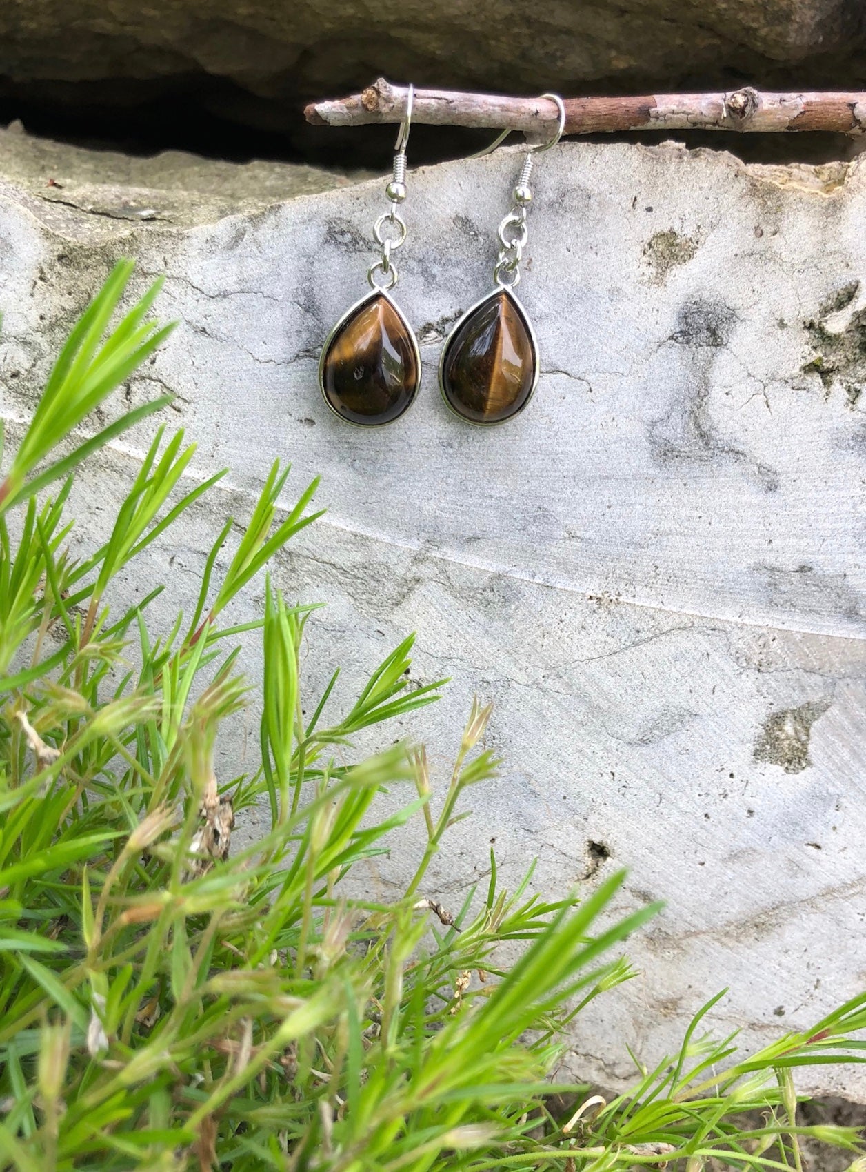 Natural Gemstone Drop Earrings