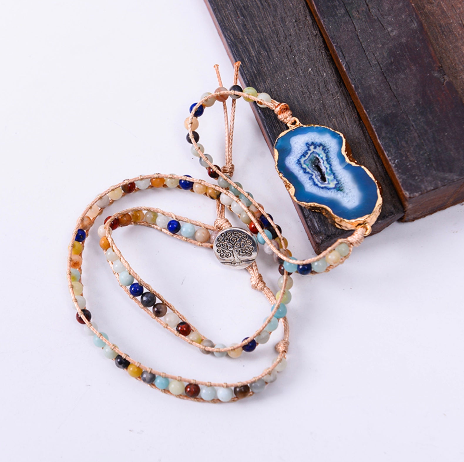 Blue Lace Agate Wrap Bracelet