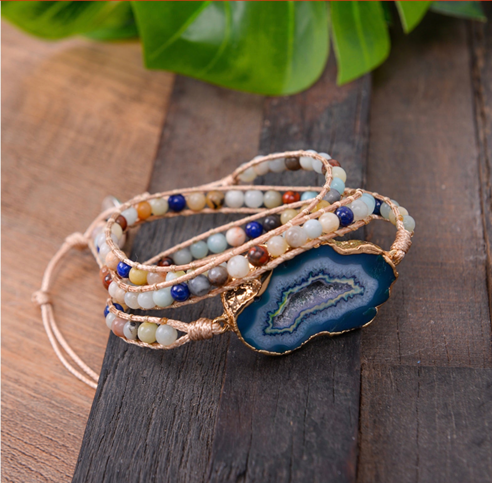 Blue Lace Agate Wrap Bracelet