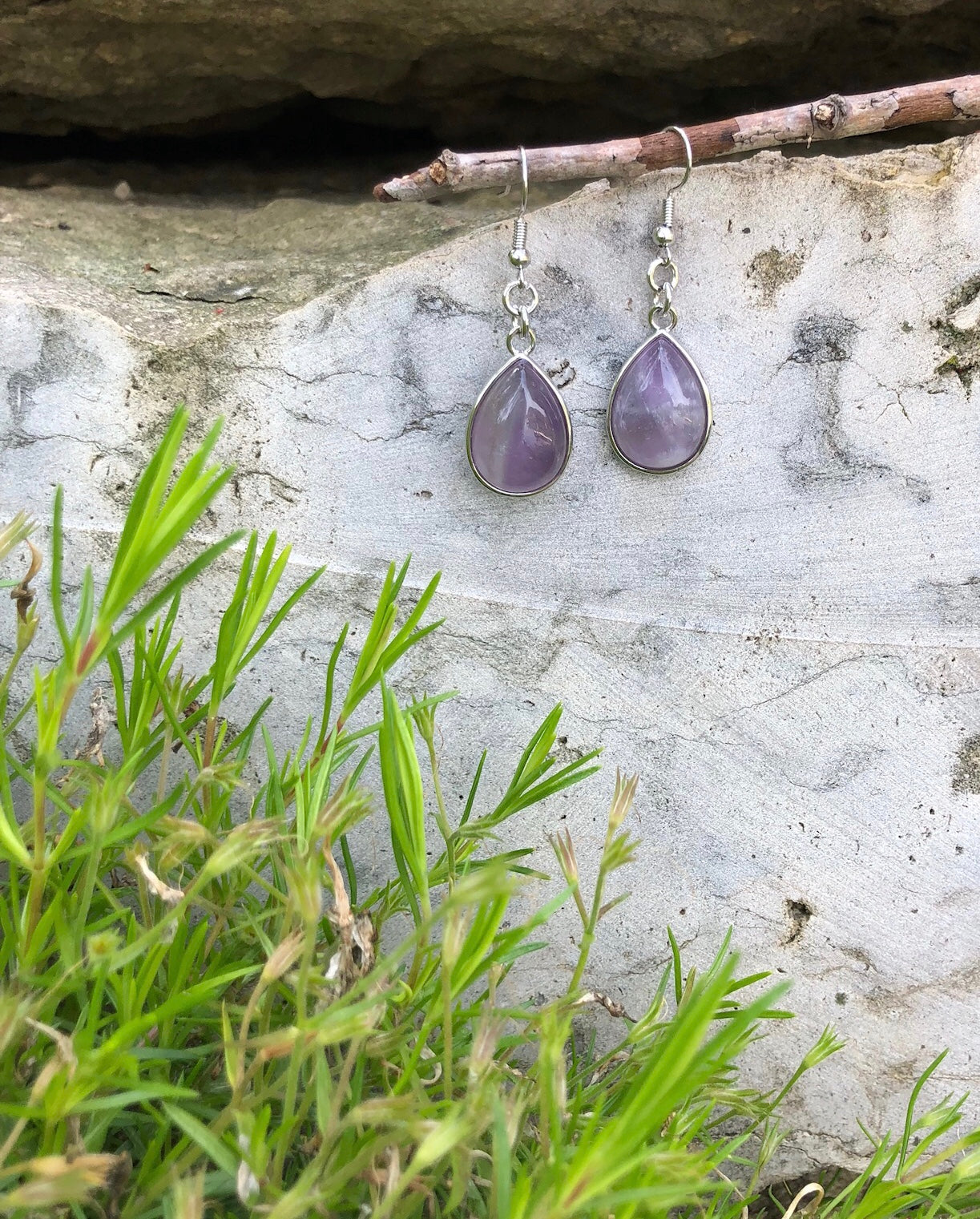 Natural Gemstone Drop Earrings