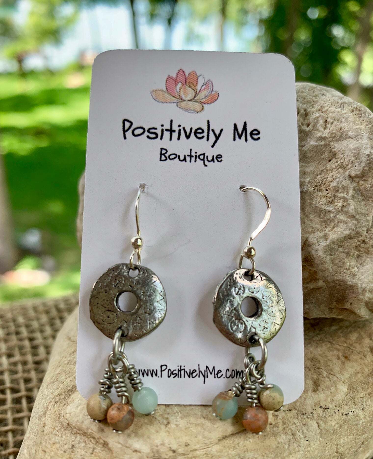 Agate and Sterling Silver Earrings