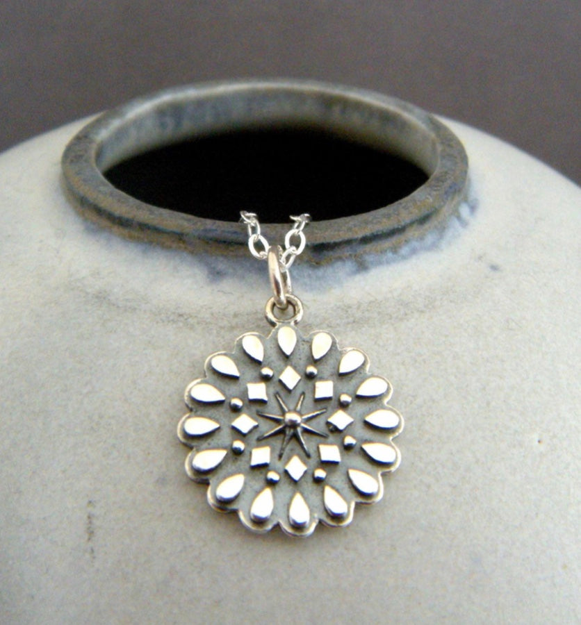 Resilience and New Beginnings Mandala Sterling Silver Necklace
