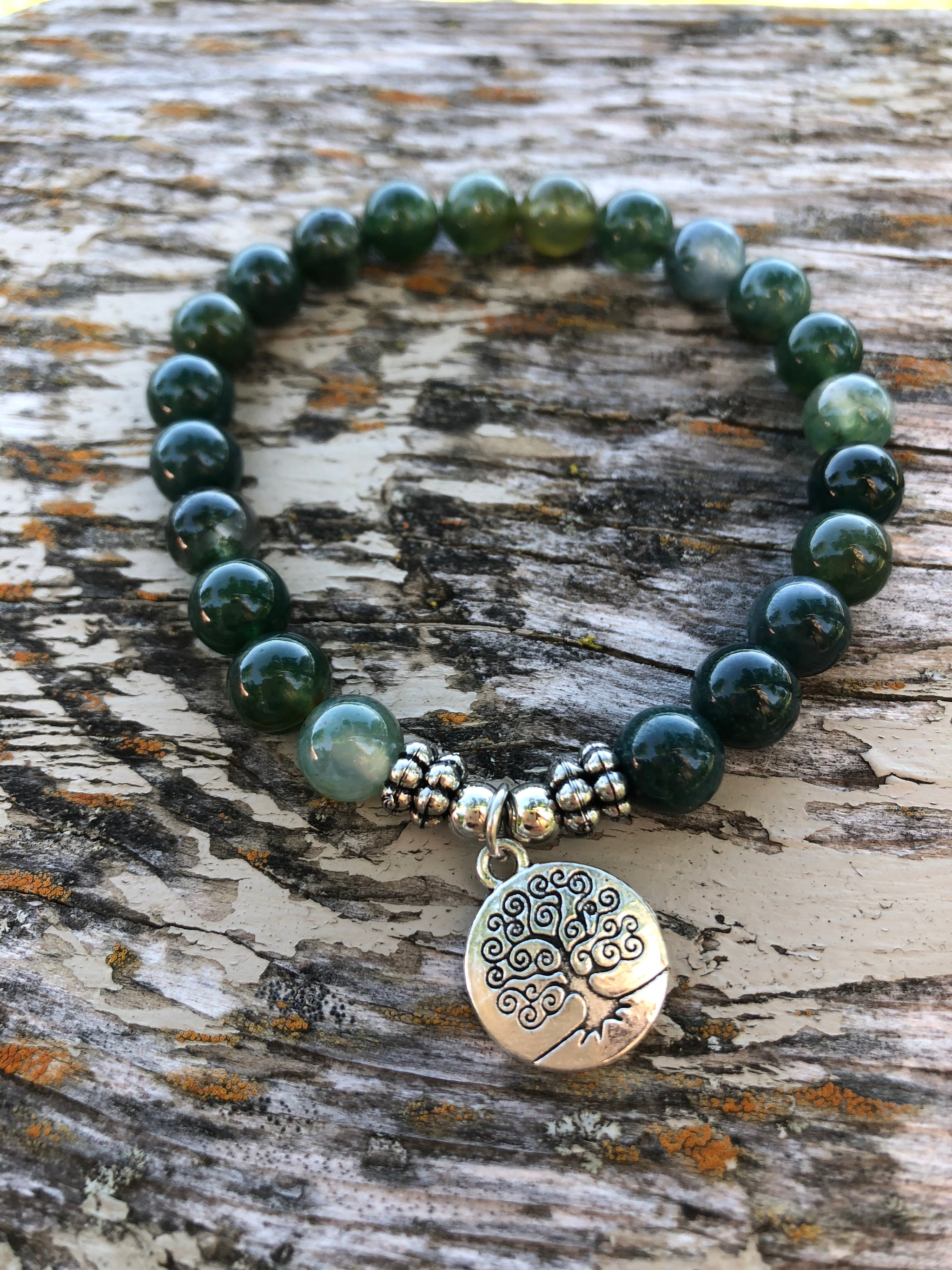 Moss Agate Tree of Life Bracelet