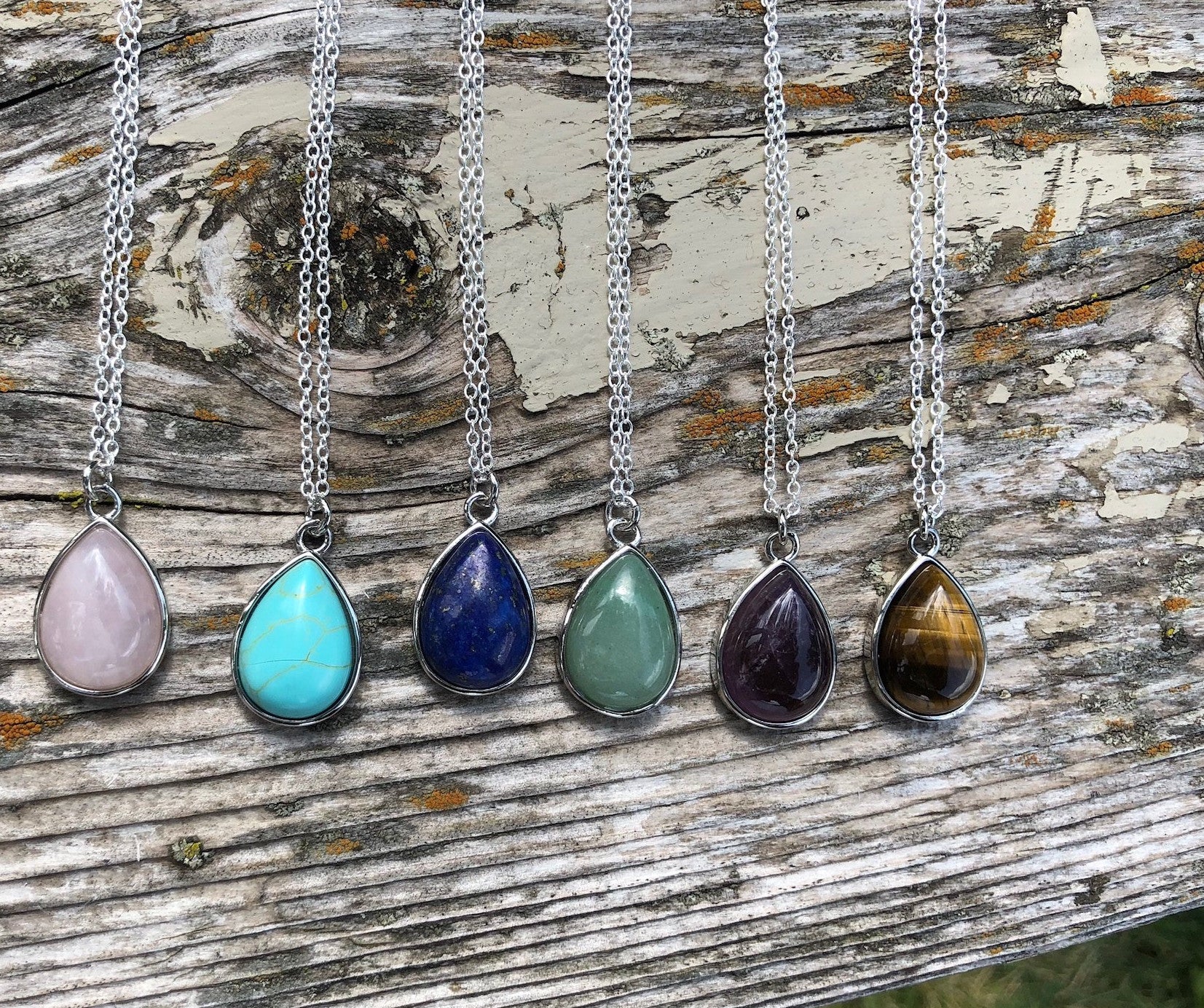 Natural Gemstone Drop Necklace