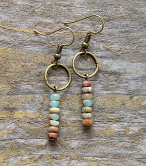 Jasper Ethnic Circle Earrings - 2 Colors