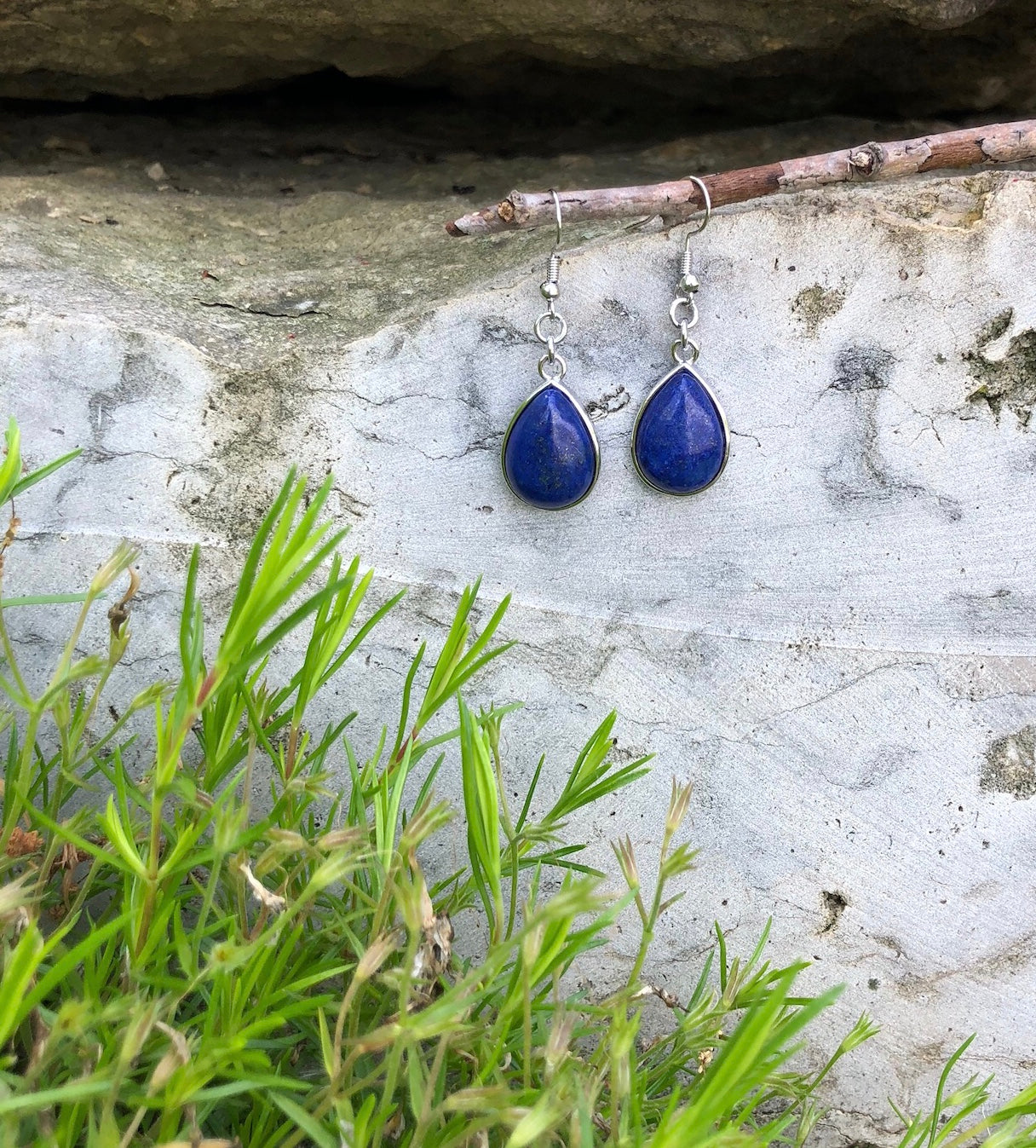Natural Gemstone Drop Earrings