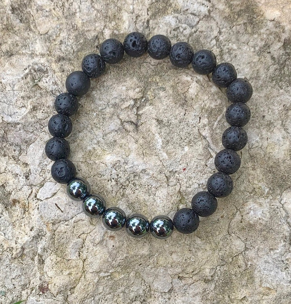 Lava Stones & Custom Beads- Men's Beaded Bracelet