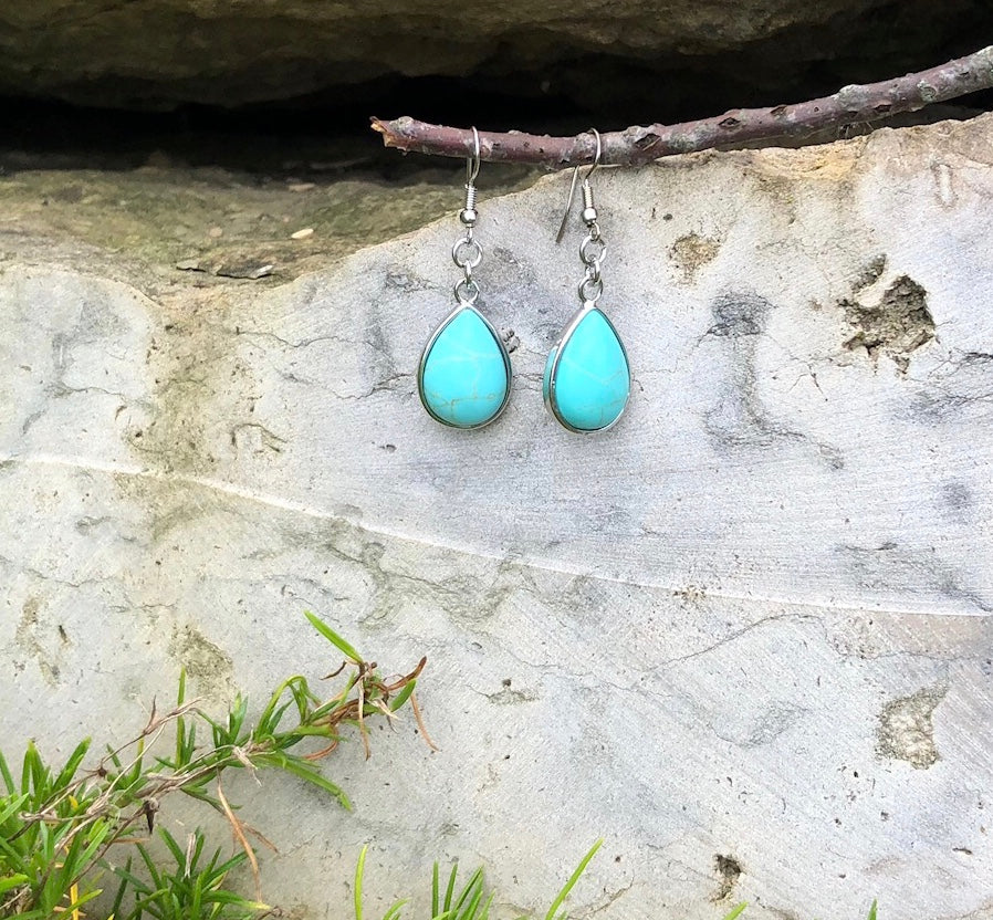 Natural Gemstone Drop Earrings