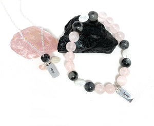 Love and Friendship Rose Quartz, Moonstone and Labradorite Necklace