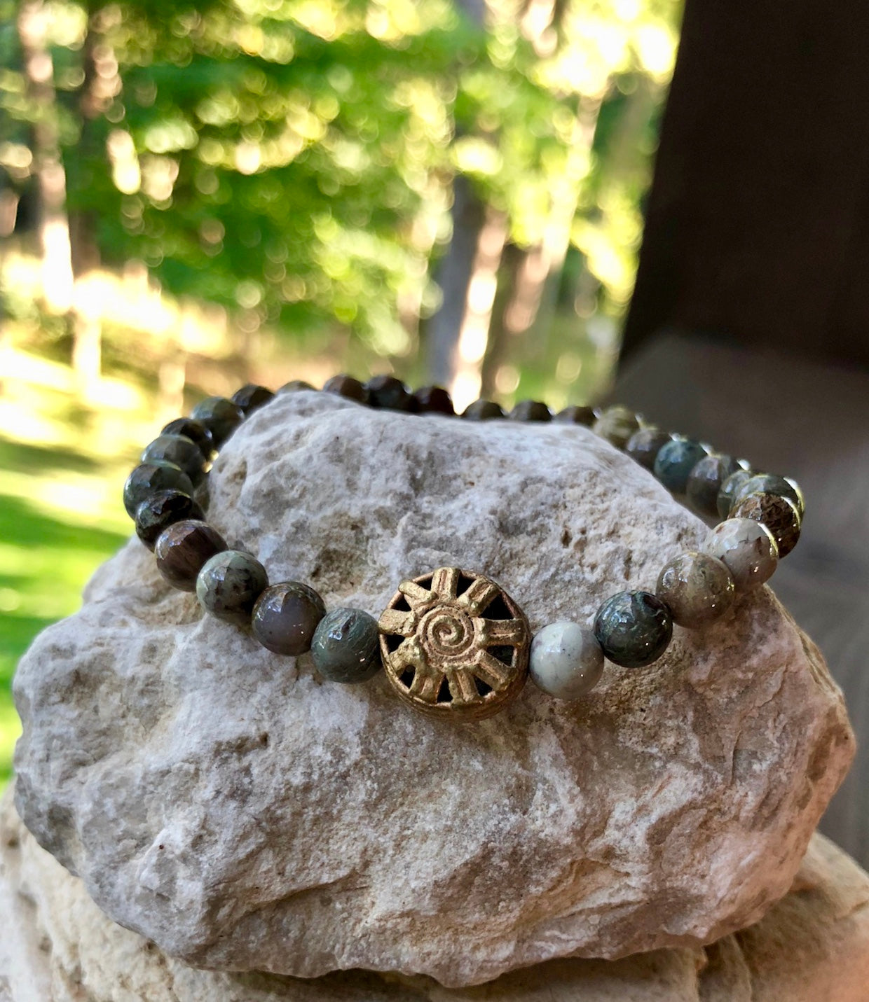 Sun and Agate Bead Bracelet