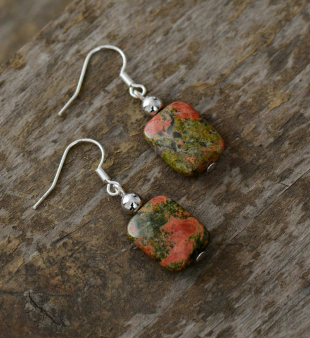 Unakite Drop Earrings