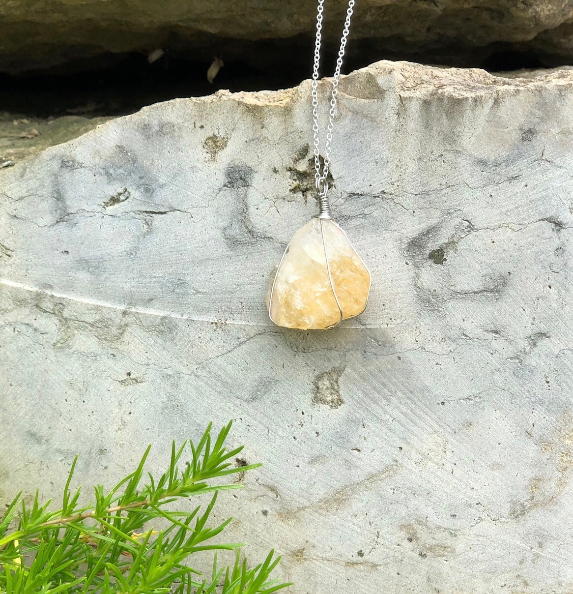 Citrine Crystal Wire Wrapped Necklace