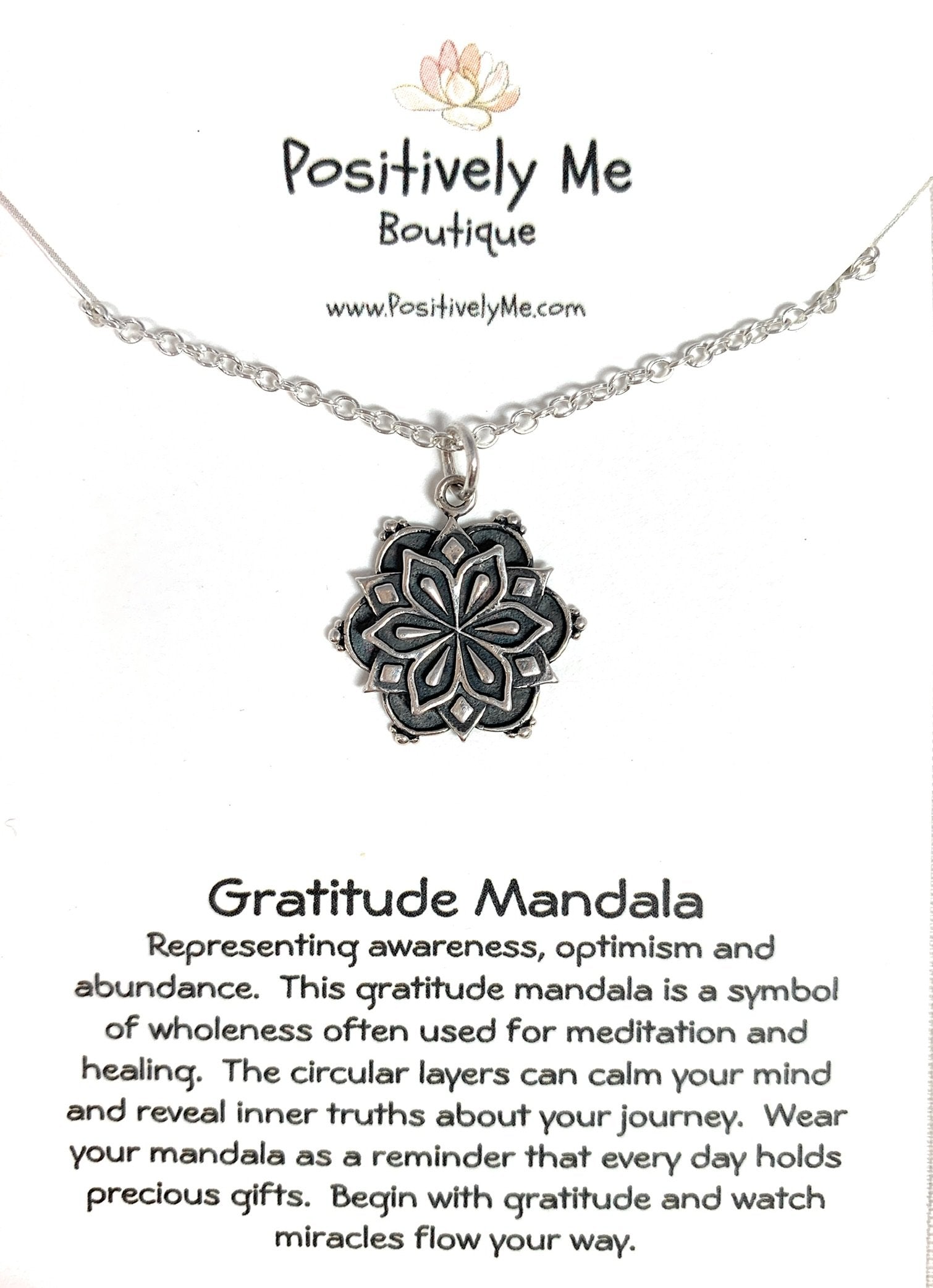 Gratitude Mandala Sterling Silver Necklace