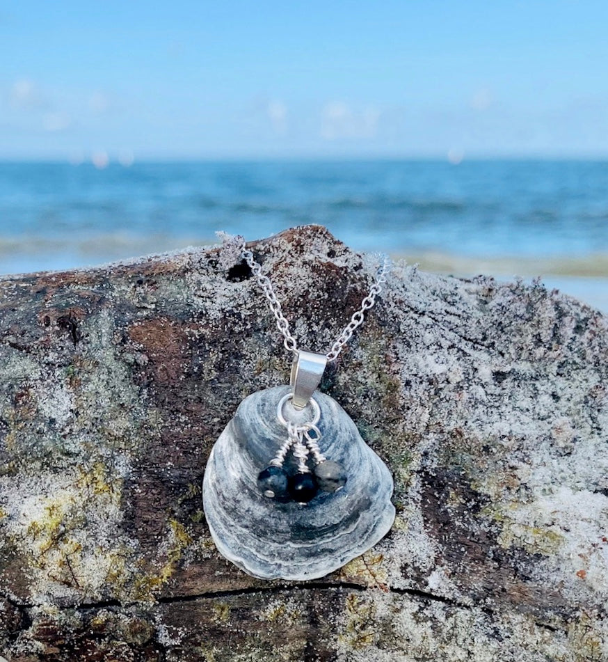 Shell and Agate Sterling Silver Necklace