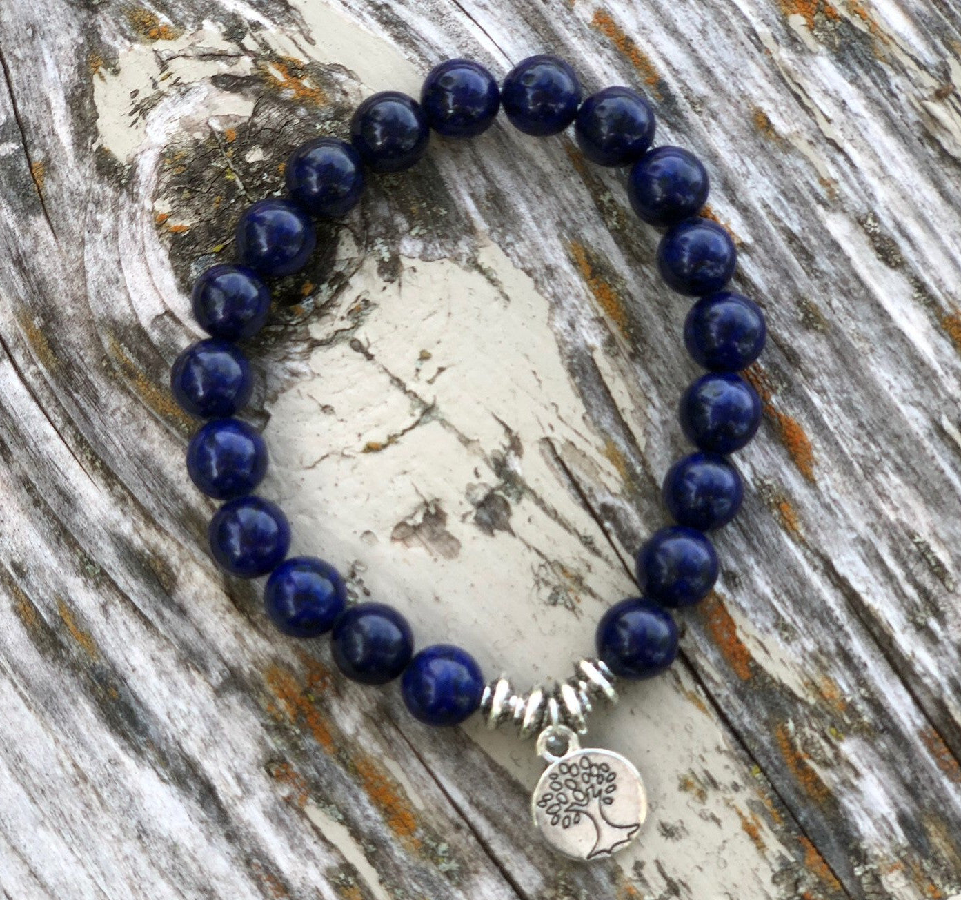 Blue Agate Tree of Life Bracelet