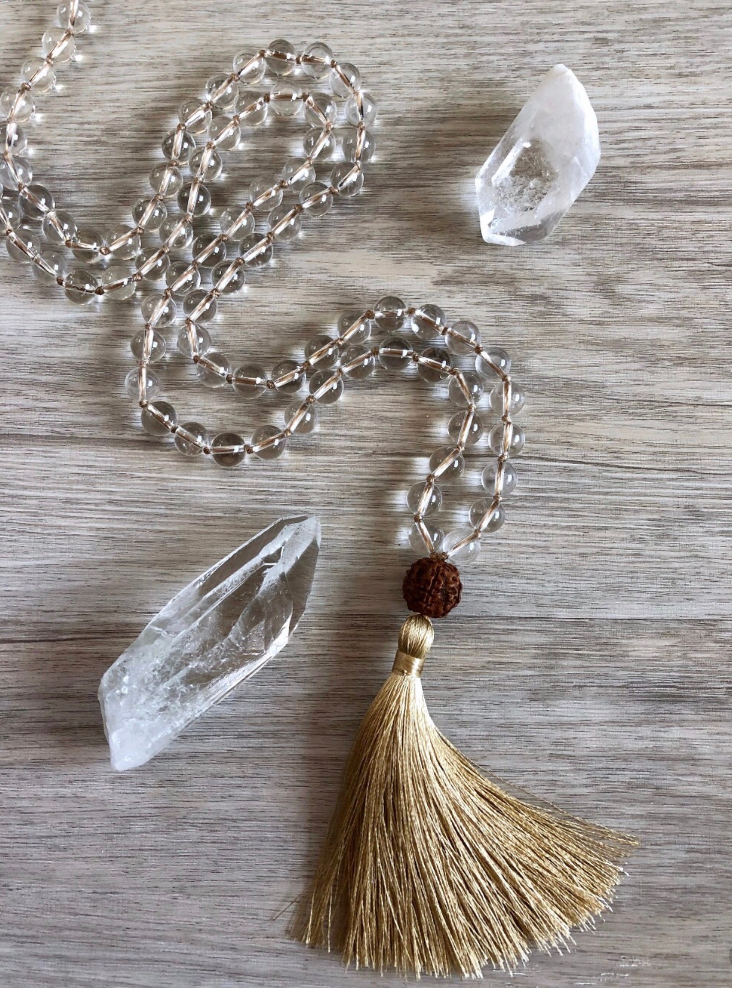 108 Mala Bead Clear Quartz Necklace
