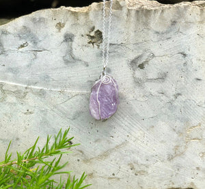 Amethyst Crystal Wire Wrapped Necklace