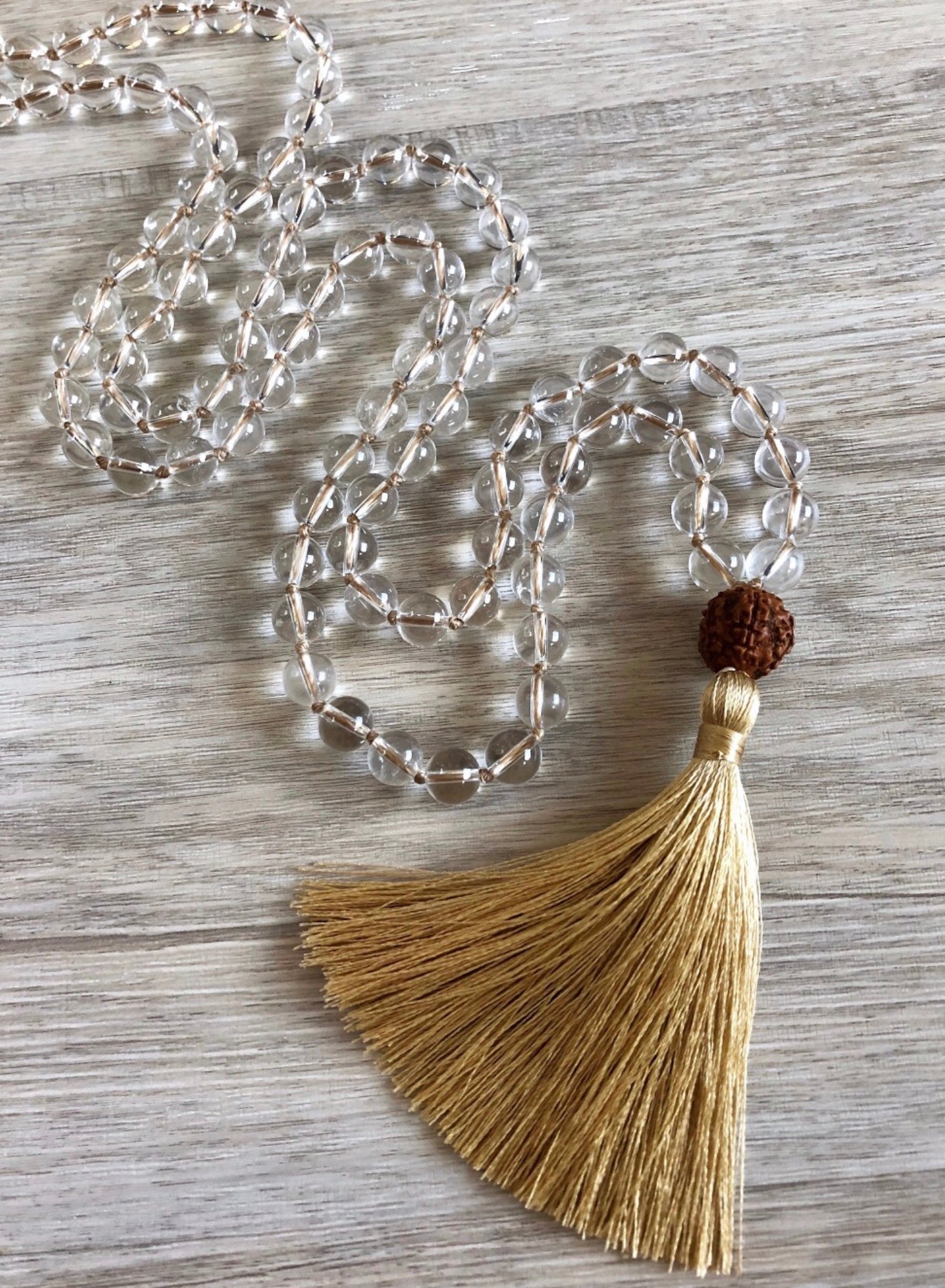 108 Mala Bead Clear Quartz Necklace
