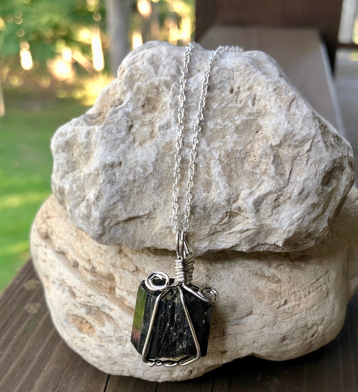 Black Tourmaline Wire Wrapped Pendant