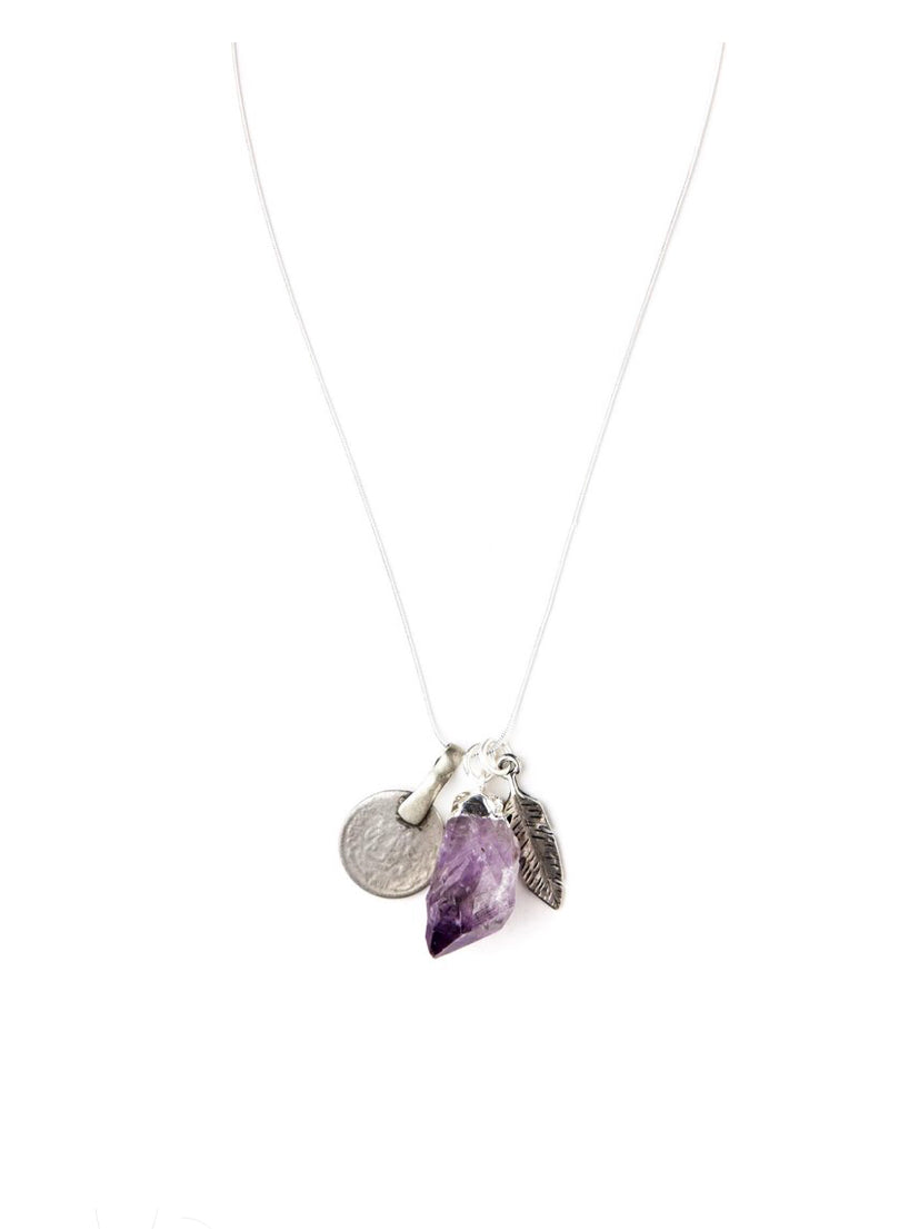 Amethyst Crystal Charm Necklace