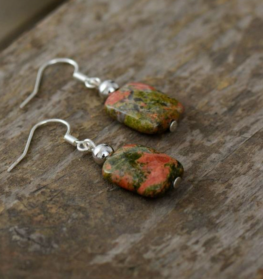 Unakite Drop Earrings