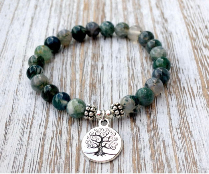 Moss Agate Tree of Life Bracelet