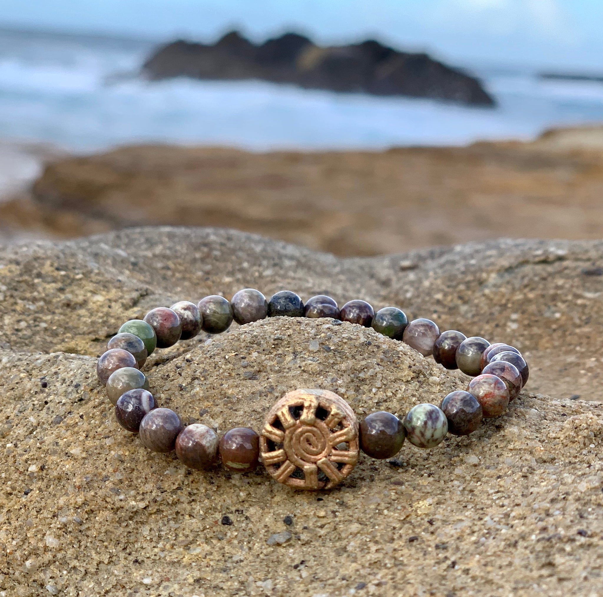 Sun and Agate Bead Bracelet