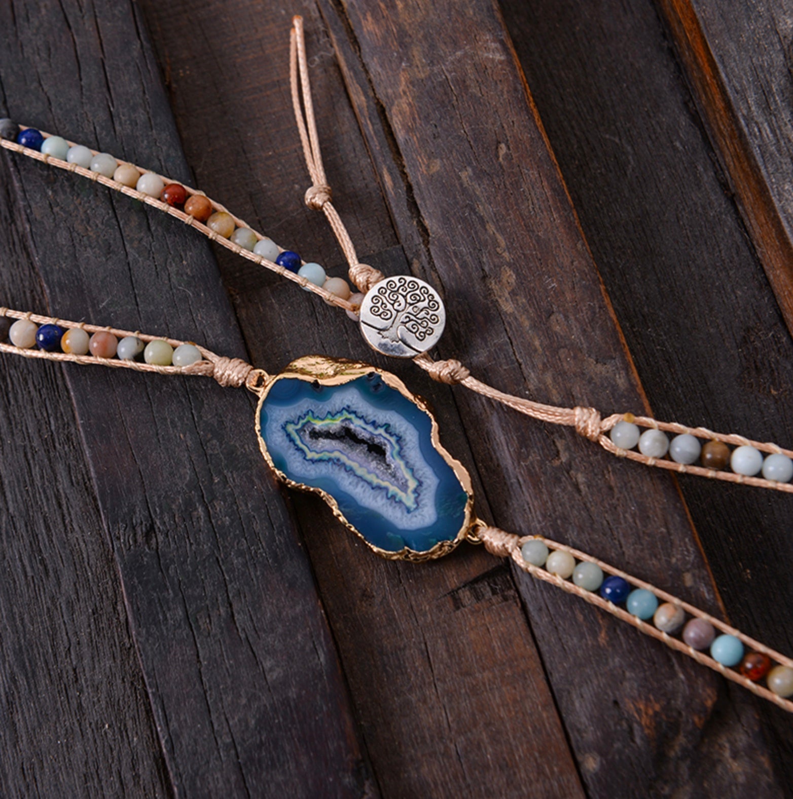 Blue Lace Agate Wrap Bracelet