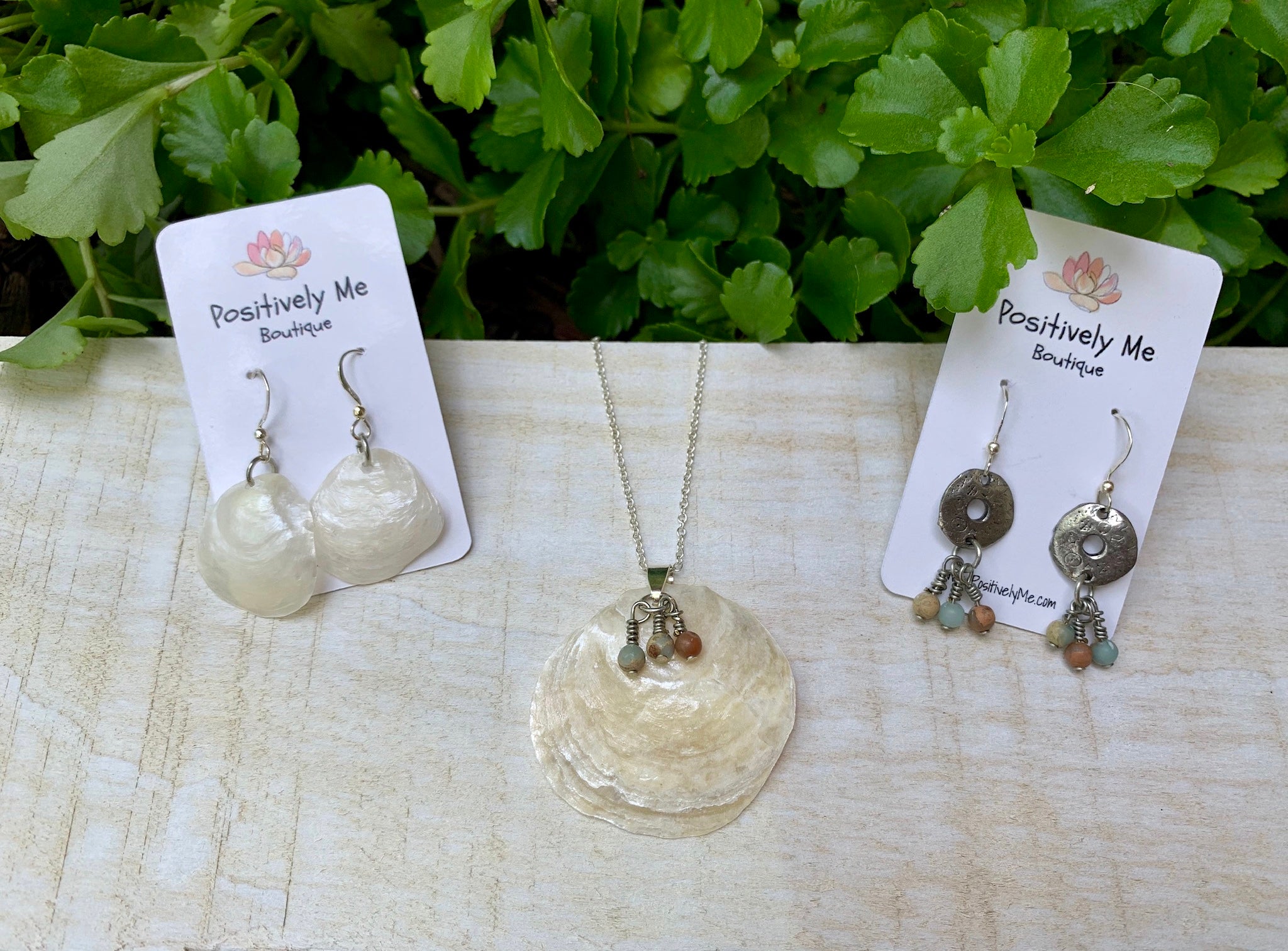 Shell and Agate Sterling Silver Necklace