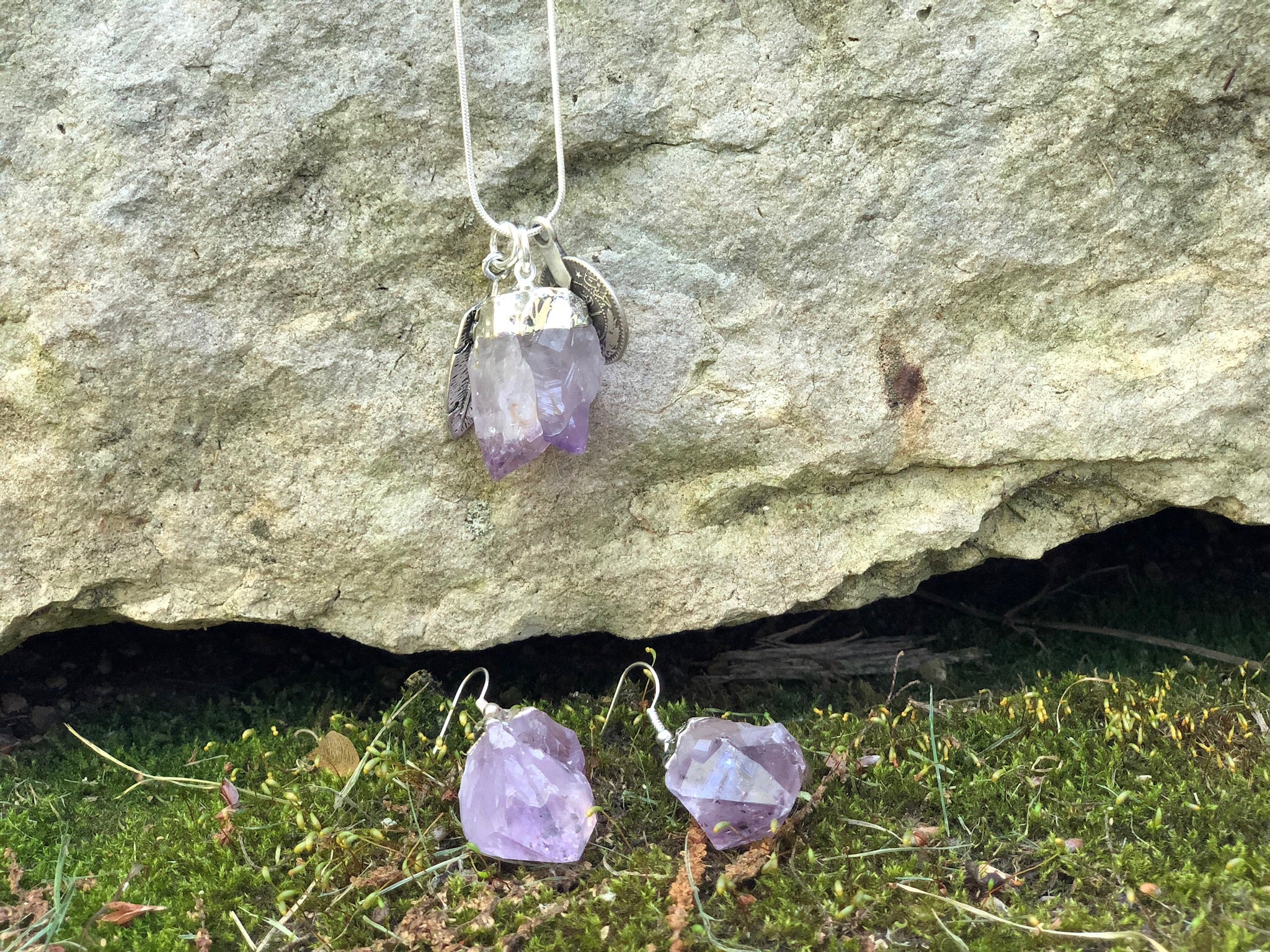 Amethyst Crystal Charm Necklace