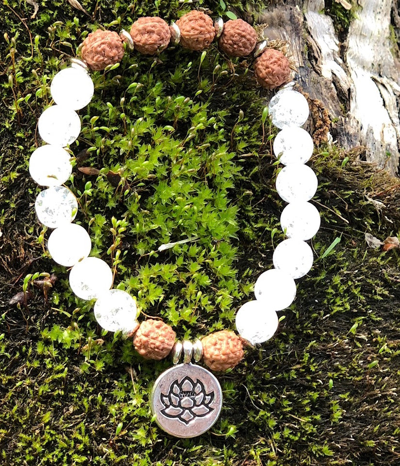 Purity Crackled Clear Quartz Bead Bracelet
