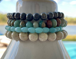 Oyster and Jasper Hand knotted Necklace