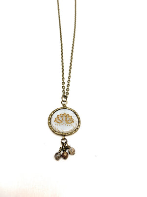 Lotus Flower and Agate Necklace