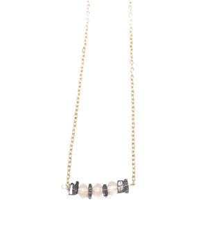 Rose Quartz and Smoky Quartz Minimalist Necklace