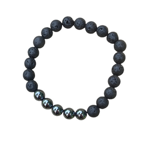 Lava and Hematite Aromatherapy Men’s Bracelet