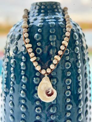 Oyster and Jasper Hand knotted Necklace