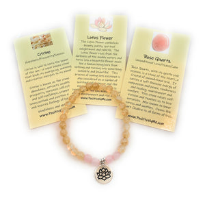 Rose Quartz, Citrine and Lotus Flower Bracelet