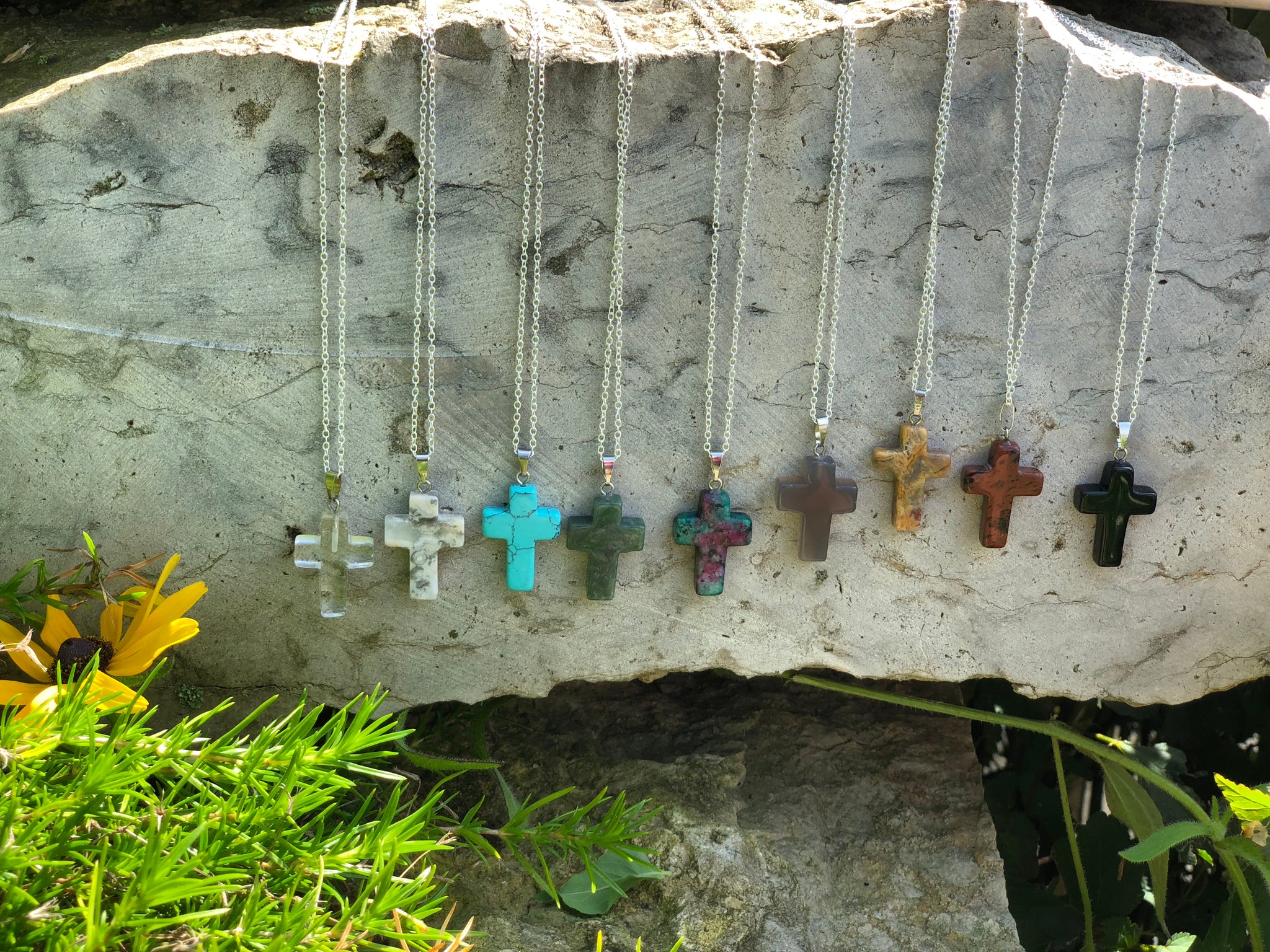 Gemstone Cross Necklaces – Handmade on Main