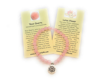 Rose Quartz and Lotus Flower Bracelet
